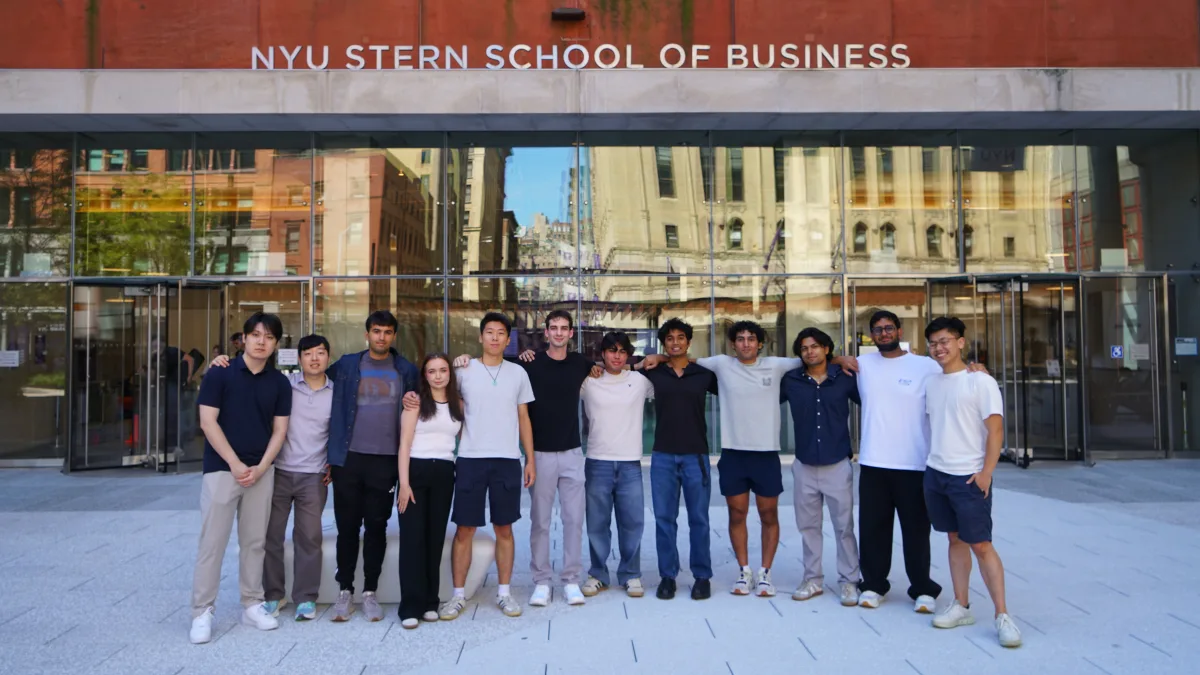 NYU Blockchain & Fintech board members outside NYU Stern School of Business